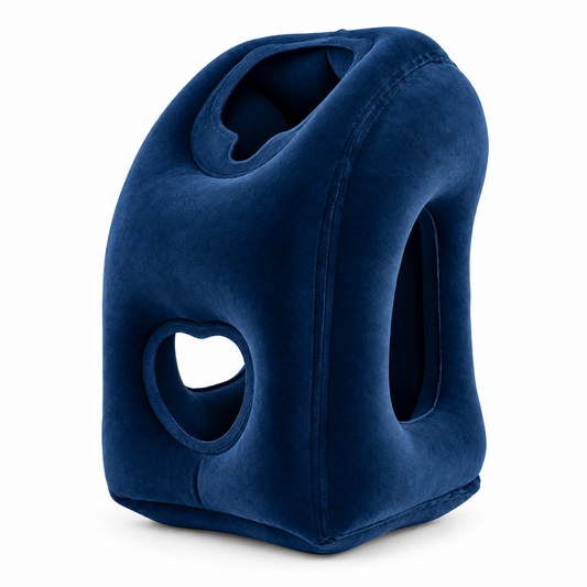 HushFlight travel sleep pillow in navy
